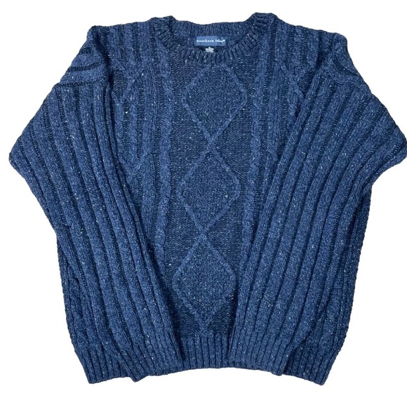 Vintage Northern Isles Sweater Wool Blend Made in USA Mens Size XL Blue Knit - Picture 1 of 6